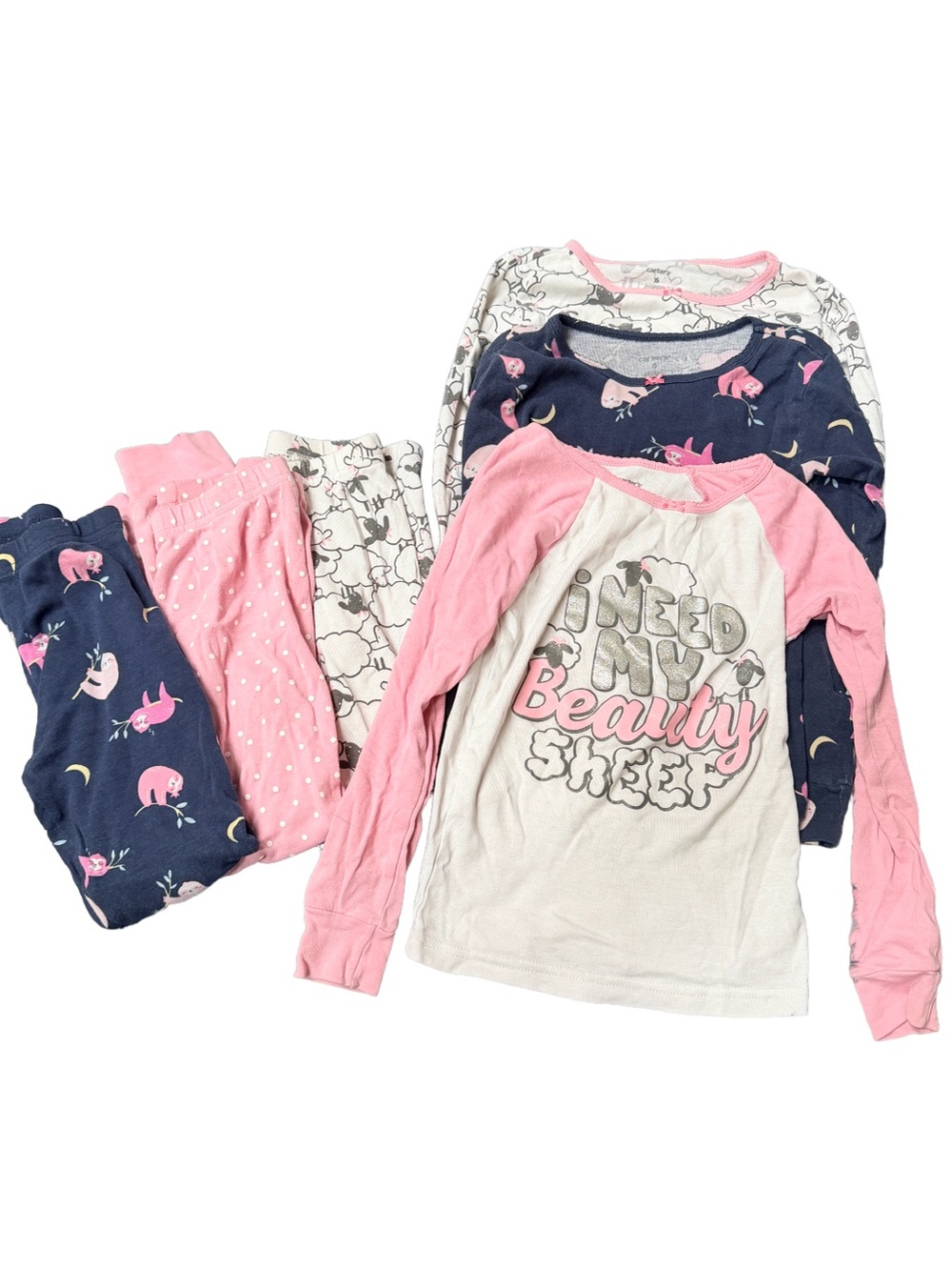 Girls 4T 100% cotton coord-set matching set pajama sleepwear play sheep sloth